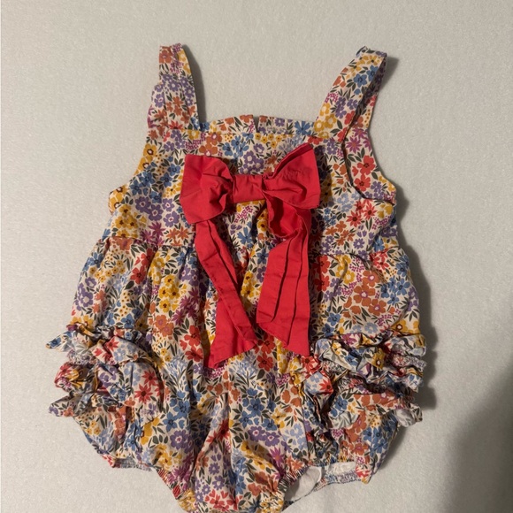 Other - Floral Baby Romper with Red Bow